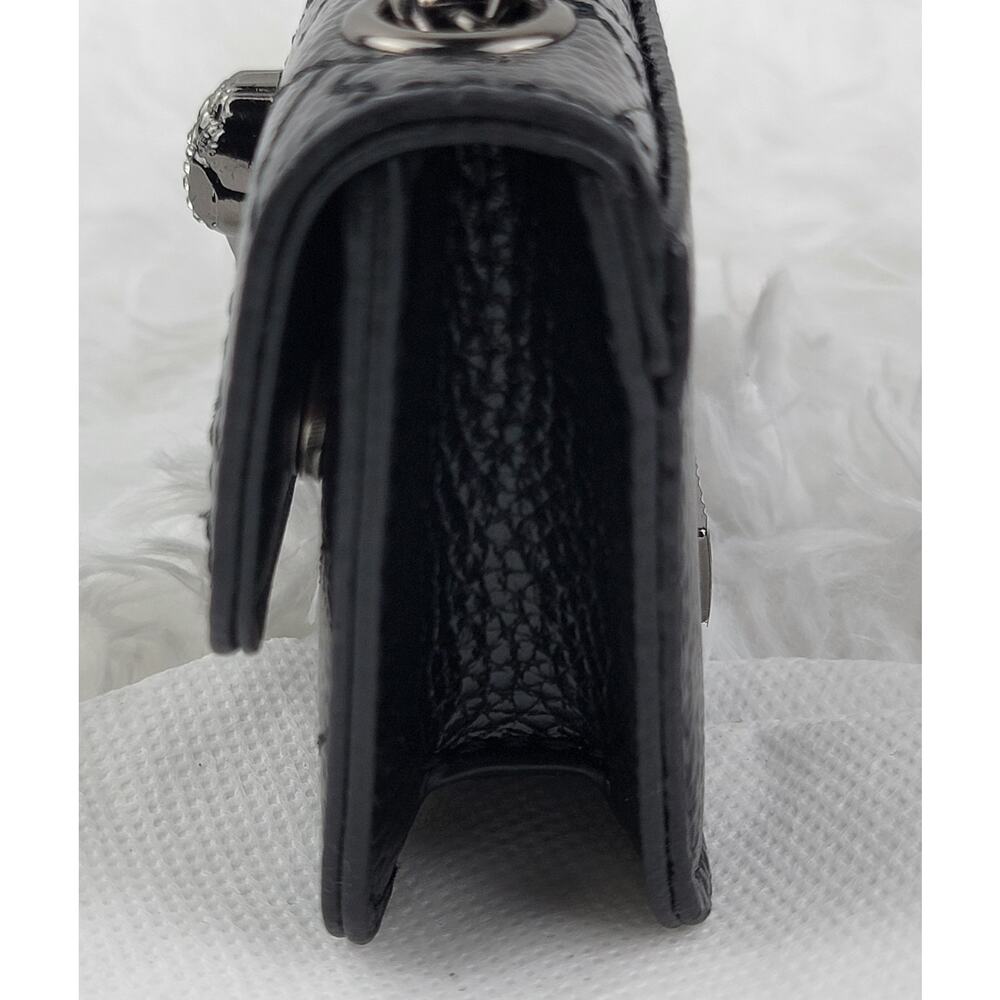 Designer Micro Mini Purse Black Crossbody 24" Chain Magnetic Snap Bag Eagle New - Picture 4 of 10